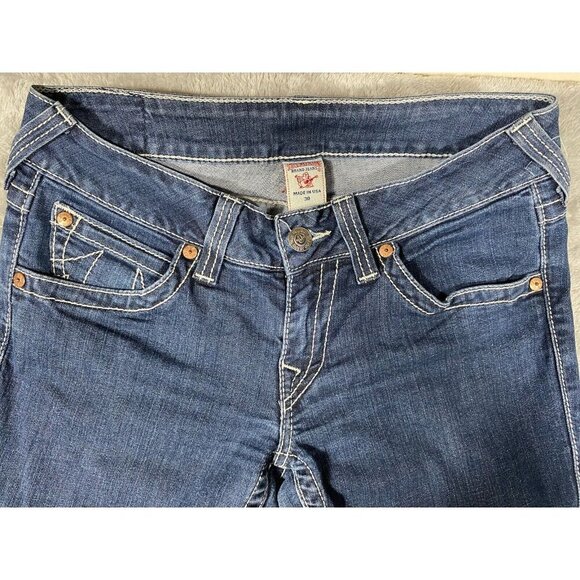 True Religion Women’s Jeans Size 30 Made in USA Low-Rise Skinny Dark Wash Denim - Picture 4 of 13